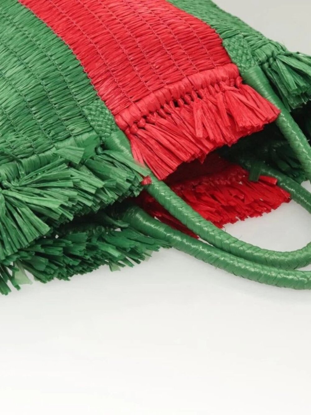 GUCCI Hand Bag Straw Green Red 524810 Auth - Picture 10 of 16
